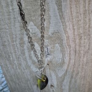 Silver Chain Necklace with Fishing Lure Pendant